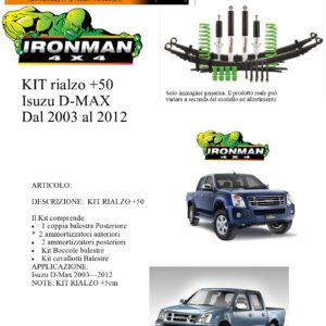 Kit rialzo off road IRONMAN for ISUZU D-Max D MAX dal 2003 la 2012  +5 cm ammortizzatore e Balestre e molle