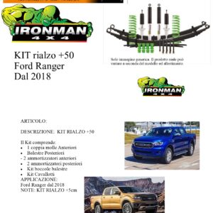Kit rialzo off road IRONMAN for Ford Ranger dal 2018 +5 cm Ammortizzatore Molle e Balestre
