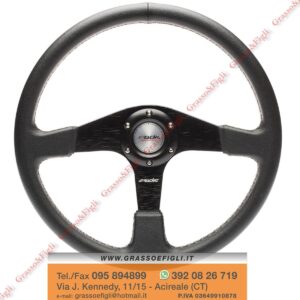 Volante Sportivo Universale mod Defender Diametro 380 Nero - EcoPelle Liscia Nera - Simoni Racing - DEF/P