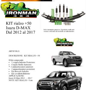 Kit rialzo off road IRONMAN for ISUZU D-Max D MAX dal 2012 la 2017  +5 cm ammortizzatore e Balestre e molle