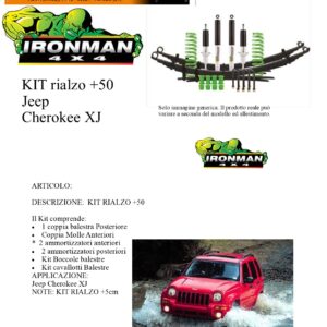 Kit rialzo off road 4x4 IRONMAN for Jeep Cherokee XJ + 5 cm IRONMAN 4x4 ammortizzatori e Molle Balestre