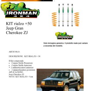 Kit rialzo off road 4x4 IRONMAN for Jeep JEEP GRAND CHEROKEE ZJ + 5 ammortizzatori e Molle