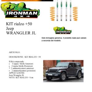 Kit rialzo off road for Jeep Wrangler JL + 5 cm IRONMAN 4x4 ammortizzatori e Molle