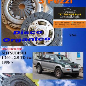 Kit Frizione 3 Pezzi MITSUBISHI L200 1996 > / 2.5 TD 4WD MOT. 4D56TD 73kw / disco organico + spingidisco + cuscinetto - *E.SASSONE 100% MADE IN ITALY* - Y564