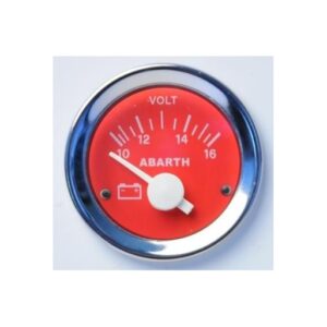 Strumento Road Italia Serie Abarth Storica 500 / Racing Manometro Quadrante Rosso Indicatore Voltometro Voltmetro  Diametro 52mm    50002