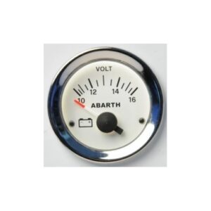Strumento Road Italia Serie Abarth Storica 500 / Racing Manometro Quadrante Bianco Indicatore Voltometro Voltmetro  Diametro 52mm    50003
