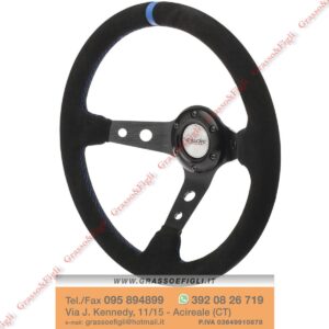 Volante Sportivo Universale mod Shakedown Diametro 350 Nero - Camoscio + Riga Blu Calice 95mm - Simoni Racing - SKDOWN
