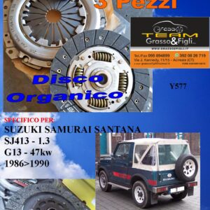 Kit Frizione 3 Pezzi SUZUKI SANTANA SAMURAI SJ413 1986 > 1990 / 1.3 47kw / disco organico + spingidisco + cuscinetto - *E.SASSONE 100% MADE IN ITALY* - Y577