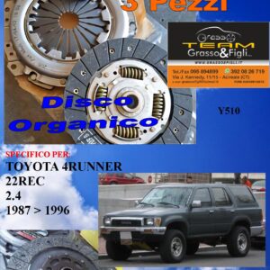 Kit Frizione 3 Pezzi TOYOTA 4RUNNER 1987 > 1996 / 2.4 / disco organico + spingidisco + cuscinetto - *E.SASSONE 100% MADE IN ITALY* - Y510