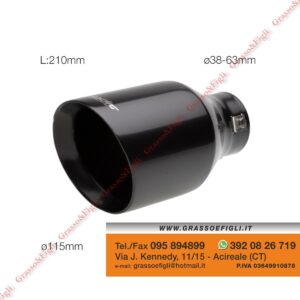 Terminale di Scarico Universale - Sport Exhaust Codino Rotondo Inclinato diametro 115 Acciaio Inox Verniciato Nero - Simoni Racing - TRX/20N
