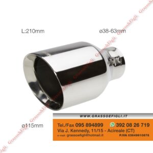 Terminale di Scarico Universale - Sport Exhaust Codino Rotondo Inclinato diametro 115 Acciaio Inox Lucidato a Specchio - Simoni Racing - TRX/20