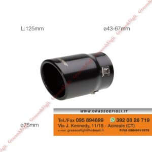 Terminale di Scarico Universale - Sport Exhaust Codino Rotondo Inclinato diametro 75 Acciaio Inox Verniciato Nero - Simoni Racing - TRX/21N