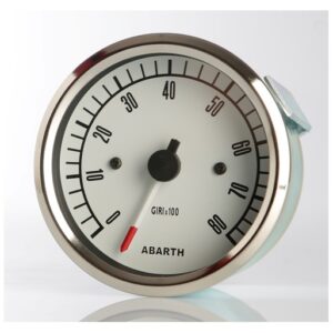 Strumento Road Italia Serie Abarth Storica 500 / Racing Manometro Quadrante Bianco indicatore Contagiri RMP  Diametro 80mm    5IBC10080