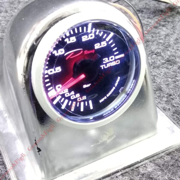 Strumento DePo Racing Manometro Pressione Turbo -1 + 3   - Serie WS Analogico Vetro Fumé -  illuminazione a LED bianco - Lancetta Rossa  WS-MW5201B-1+3bar rif. Wsmw5201b - immagine 2