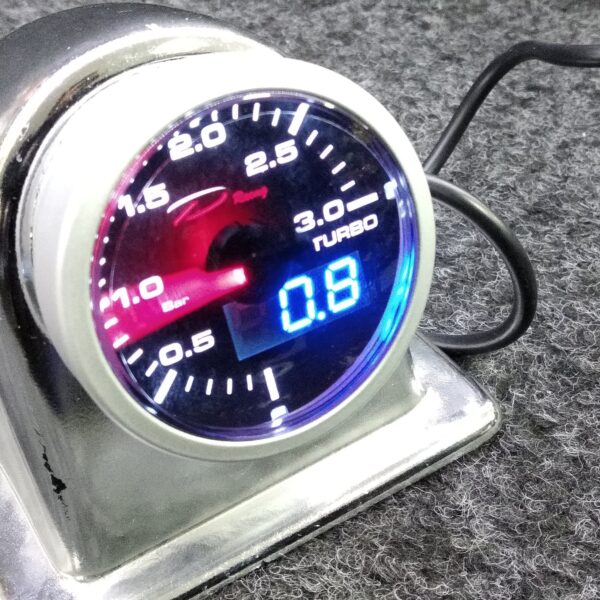 Strumento DePo Racing Manometro Pressione Turbo 0 + 3 Bar - Movimento Step Motor Analogico e Digitale Elettronico illuminazione a LED bianco oppure Rosso - WA5201BLED - immagine 2