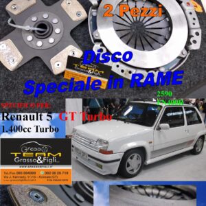 Kit Frizione 2 pezzi Spingidisco Sportivo Rinforzato + Disco in Rame Sinterizzato 4 petali - RENAULT SUPER 5 GT TURBO 1.4 2590 + FN400R