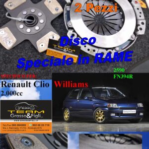 Kit Frizione 2 pezzi Spingidisco Sportivo Rinforzato + Disco in Rame Sinterizzato 4 petali - RENAULT CLIO 2.0 Williams 2590 + FN394R