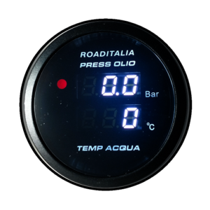 Strumento Road Italia Serie Doppialettura Digitale  / Racing Manometro Quadrante Nero Indicatore Pressione Olio e Temperatura Acqua con Allarme Diametro 52 - Display Bianco Ghiaccio 2006