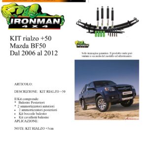 Kit rialzo off road IRONMAN for Mazda BT50 dal 2006 al 2012 +5 cm ammortizzatore e Balestra