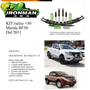 Kit rialzo off road IRONMAN for Mazda BT50 dal 2011 +5 cm ammortizzatore Molle e Balestra