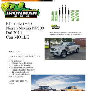 Kit rialzo off road IRONMAN for Nissan Navara NP300 dal 2014 con Molla +5 cm ammortizzatore Molle