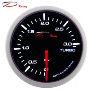 Strumento DePo Racing Manometro Pressione Turbo 0 + 3   - Serie WS Analogico Vetro Fumé -  illuminazione a LED bianco - Lancetta Rossa  WSMW5201B03bar