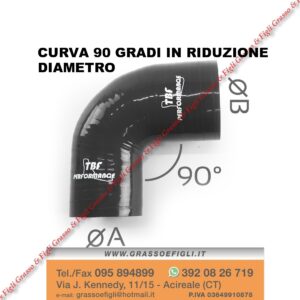 Curva 90° Gradi in Riduzione Silicone 5 Tele Diametro Ingresso e Uscita a Scelta da 20 a 90 - Tubo Manicotto Intercooler Turbo Olio Acqua