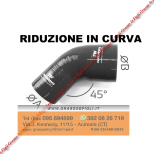 Curva 45° Gradi in Riduzione Silicone 5 Tele Diametro Ingresso e Uscita a Scelta da 35 a 80 - Tubo Manicotto Intercooler Turbo Olio Acqua