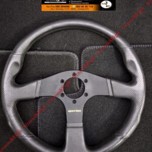 Volante Sportivo Universale 100% MADE IN ITALY Diametro 350 Nero con Razza Nera - EcoPelle Liscia - Ergonomico - SPORT LINE - 40107/N