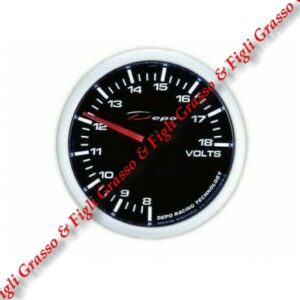 Strumento DePo Racing Manometro Voltometro (Voltmetro) - Analogico Vetro Fumé illuminazione a LED bianco - Lancetta Rossa WS-W5291B