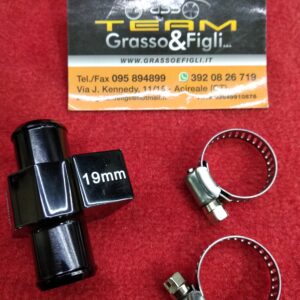 Raccordo a T per tubazione acqua - manicotto per montaggio sensore (Filettatura 1/8 NPT) manometro temperatura acqua completo di fascette per tubo diametro 19mm RDAW19
